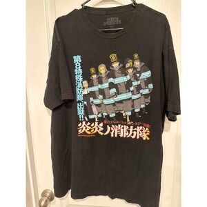 Fire Force Anime Graphic T-Shirt Mens 2XL Black Enn Enn no Shouboutai Company 8